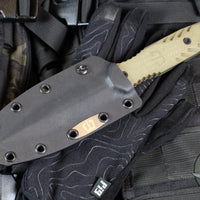 Blackside Customs Phase 7 SDM- Double Edge Dagger - Freddy's Dirty Sweater Edition- Tan G-10 Handle Scales- Dirty Sweater Finished Blade BSC-P7SDM-FREDDY