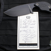 Blackside Customs/Strider Knives SLCC Fixed Blade- Drop Point Edge- Black G-10 Scale- Black Finished Magnacut Blade