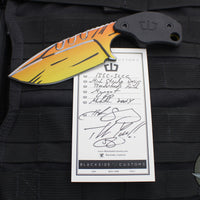 Blackside Customs/Strider Knives SLCC Fixed Blade- Drop Point Edge- Black G-10 Scale- Borderlands Finished Magnacut Blade