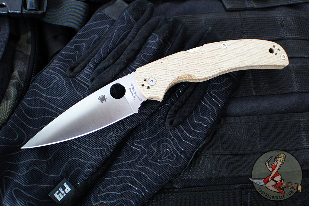 Spyderco Native Chief Folding Knife- Brown Micarta Handle- Cru-Wear Satin Blade C244MPCW
