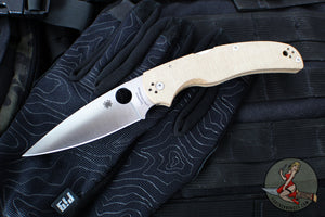 Spyderco Native Chief Folding Knife- Brown Micarta Handle- Cru-Wear Satin Blade C244MPCW