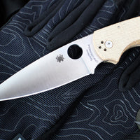 Spyderco Native Chief Folding Knife- Brown Micarta Handle- Cru-Wear Satin Blade C244MPCW
