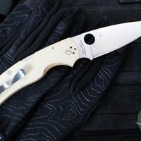 Spyderco Native Chief Folding Knife- Brown Micarta Handle- Cru-Wear Satin Blade C244MPCW