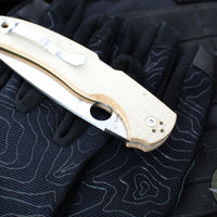 Spyderco Native Chief Folding Knife- Brown Micarta Handle- Cru-Wear Satin Blade C244MPCW