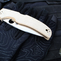 Spyderco Native Chief Folding Knife- Brown Micarta Handle- Cru-Wear Satin Blade C244MPCW