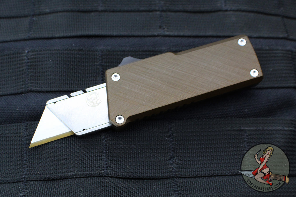 Chaves Knives C.H.U.B. OTF Knife - Crosshatch Pattern Brown Handle