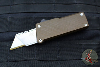 Chaves Knives C.H.U.B. OTF Knife - Crosshatch Pattern Brown Handle