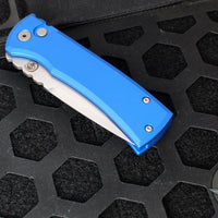 Chaves Protech Knives- Redencion 229- OTS Auto- Tanto Edge- Blue Handle- Stonewash Blade