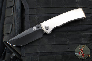 Chaves Knives Integral Redencion 229 Folder- Drop Point- Bright Stonewash Titanium Handle- Stonewash DLC Finished Blade