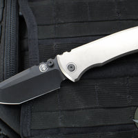 Chaves Knives Integral Redencion 229 Folder- Tanto Edge- Bright Stonewash Titanium Handle- Stonewash DLC Finished Blade