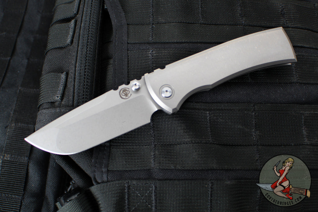 Chaves Knives Integral Redencion 229 Folder- Drop Point- Titanium Handle- Stonewash Finished Blade
