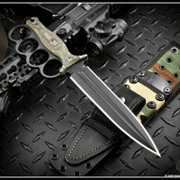 RMJ Trench Raider- Knuckle Duster Trench Knife! Graphite Black Finished- Dirty Olive G-10