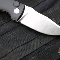 Defiant 7- Valmara- Out The Side (OTS) Auto Knife-  Black Handle- Stonewash Finished Blade