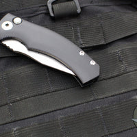 Defiant 7- Valmara- Out The Side (OTS) Auto Knife-  Black Handle- Stonewash Finished Blade