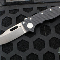 Demko Knives- AD20.5 Shark Lock Knife- Clip Point Or Shark Foot- Black G-10 Handle- Stonewash Finished 20CV Blade