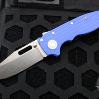 Demko Knives- AD20.5 Shark Lock Knife- Clip Point Or Shark Foot- Blue G-10 Handle- Stonewash Finished 20CV Blade