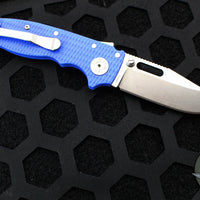 Demko Knives- AD20.5 Shark Lock Knife- Clip Point Or Shark Foot- Blue G-10 Handle- Stonewash Finished 20CV Blade