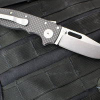 Demko Knives- AD20.5 Shark Lock Knife- Clip Point Or Shark Foot- Carbon Fiber Handle- Stonewash Finished 20CV Steel Blade