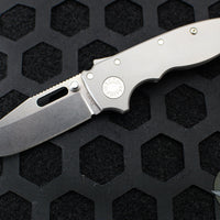 Demko Knives- AD20.5 Shark Lock Knife- Clip Point Or Shark Foot- Smooth Titanium Handle- Stonewash Finished 20CV Blade