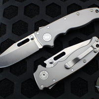 Demko Knives- AD20.5 Shark Lock Knife- Clip Point Or Shark Foot- Smooth Titanium Handle- Stonewash Finished 20CV Blade