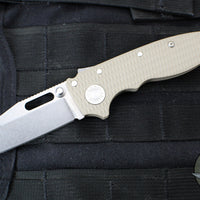 Demko Knives- AD20.5 Shark Lock Knife- Clip Point Or Shark Foot- FDE G-10 Handle- Stonewash Finished 3V Blade