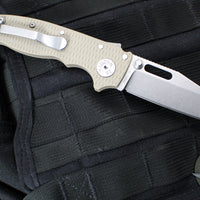 Demko Knives- AD20.5 Shark Lock Knife- Clip Point Or Shark Foot- FDE G-10 Handle- Stonewash Finished 3V Blade