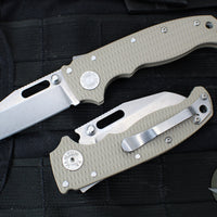 Demko Knives- AD20.5 Shark Lock Knife- Clip Point Or Shark Foot- FDE G-10 Handle- Stonewash Finished 3V Blade