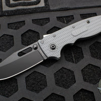 Demko Knives- AD20.5 Shark Lock Knife- Clip Point Or Shark Foot- Grey Grivory Handle- Black DLC Finished D2 Blade