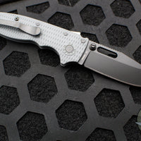 Demko Knives- AD20.5 Shark Lock Knife- Clip Point Or Shark Foot- Grey Grivory Handle- Black DLC Finished D2 Blade