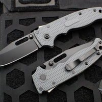 Demko Knives- AD20.5 Shark Lock Knife- Clip Point Or Shark Foot- Grey Grivory Handle- Black DLC Finished D2 Blade