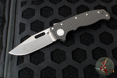 Demko Knives- AD20.5 Shark Lock Knife- Clip Point- Carbon Fiber Handle- Stonewash Finished S35VN Blade