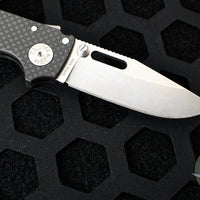 Demko Knives- AD20.5 Shark Lock Knife- Clip Point- Carbon Fiber Handle- Stonewash Finished S35VN Blade