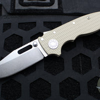 Demko Knives- AD20.5 Shark Lock Knife- Clip Point Or Shark Foot- Coyote G-10 Handle- Stonewash Finished S35VN Blade