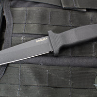 Demko Knives Armiger 4 Fixed Blade- Tanto Edge- Black Handle- Black Blade