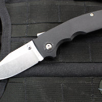 Demko Knives- Shark Cub- Shark Lock Knife- Clip Point Or Slicer- Black GRN Handle- Stonewash Finished AUS-10A Blade