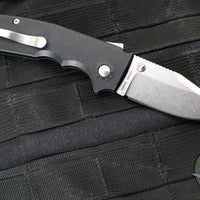 Demko Knives- Shark Cub- Shark Lock Knife- Clip Point Or Slicer- Black GRN Handle- Stonewash Finished AUS-10A Blade