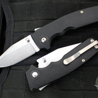 Demko Knives- Shark Cub- Shark Lock Knife- Clip Point Or Slicer- Black GRN Handle- Stonewash Finished AUS-10A Blade