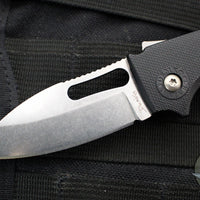 Demko Knives- Shark Cub- Shark Lock Knife- Clip Point Or Slicer- Black GRN Handle- Stonewash Finished AUS-10A Blade