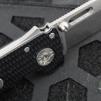 Demko Knives- AD20.5 Shark Lock Knife- Clip Point Or Shark Foot- Black G-10 Handle- Stonewash Finished 20CV Blade