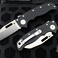 Demko Knives- AD20.5 Shark Lock Knife- Clip Point Or Shark Foot- Black G-10 Handle- Stonewash Finished 20CV Blade