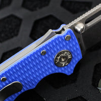 Demko Knives- AD20.5 Shark Lock Knife- Clip Point Or Shark Foot- Blue G-10 Handle- Stonewash Finished 20CV Blade