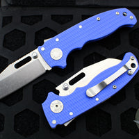 Demko Knives- AD20.5 Shark Lock Knife- Clip Point Or Shark Foot- Blue G-10 Handle- Stonewash Finished 20CV Blade