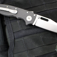 Demko Knives- AD20.5 Shark Lock Knife- Clip Point Or Shark Foot- Carbon Fiber Handle- Stonewash Finished 20CV Steel Blade