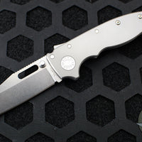 Demko Knives- AD20.5 Shark Lock Knife- Clip Point Or Shark Foot- Smooth Titanium Handle- Stonewash Finished 20CV Blade