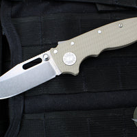 Demko Knives- AD20.5 Shark Lock Knife- Clip Point Or Shark Foot- FDE G-10 Handle- Stonewash Finished 3V Blade