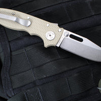 Demko Knives- AD20.5 Shark Lock Knife- Clip Point Or Shark Foot- FDE G-10 Handle- Stonewash Finished 3V Blade