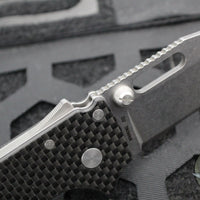 Demko Knives- AD20.5 Shark Lock Knife- Clip Point Or Shark Foot- Carbon Fiber Handle- Stonewash Finished D2 Blade