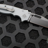 Demko Knives- AD20.5 Shark Lock Knife- Clip Point Or Shark Foot- Grey Grivory Handle- Black DLC Finished D2 Blade