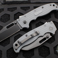 Demko Knives- AD20.5 Shark Lock Knife- Clip Point Or Shark Foot- Grey Grivory Handle- Black DLC Finished D2 Blade