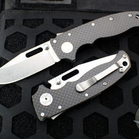 Demko Knives- AD20.5 Shark Lock Knife- Clip Point Or Shark Foot- Carbon Fiber Handle- Stonewash Finished S35VN Blade